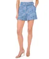 Cece Women's Belted Floral Jacquard Denim Shorts In Blue