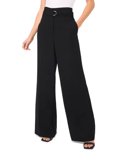 Cece Women's Belted High Rise Wide-leg Trousers In Rich Black