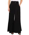 Cece Wide Leg Belted Crepe Pants In Rich Black