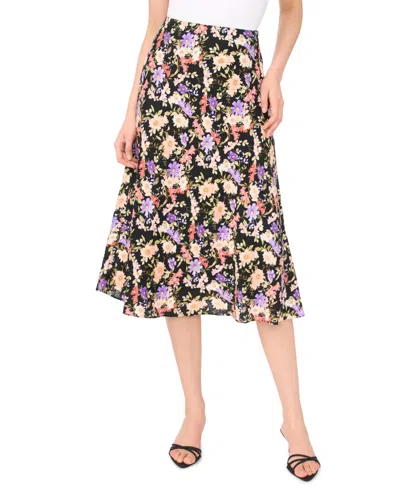 Cece Bias Cut Satin Midi Skirt In Multi