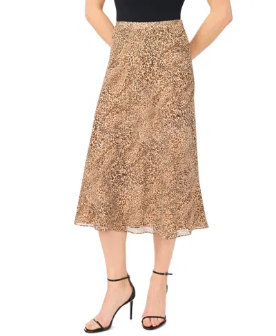 Cece Women's Bias Printed Midi Skirt In Brown