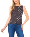Cece Women's Boat-neck Button-down Polka Dot Top
