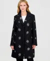 Cece Sequin-embellished Wool-blend Coat In Black