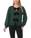 Cece Bow Closure Cardigan Sweater In Green