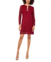 Cece Bow Trim Lace Sheath Dress In Brown