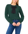 Cece Women's Bow-trim Crewneck Sweater In Green