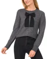 Cece Bow Front Crewneck Sweater In Medium Heather Grey