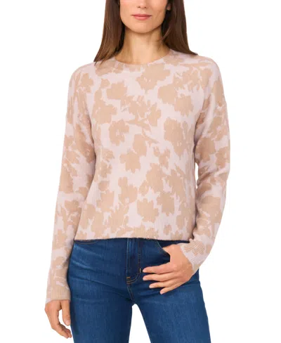 Cece Women's Brushed Floral Escape Crewneck Sweater In Antarctica