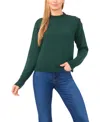 Cece Button Trim Sweater In Green
