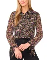 Cece Women's Button Down Tie Cuffs Top In Multi