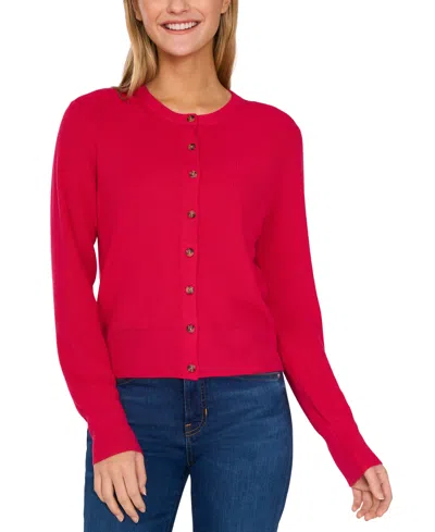 CECE WOMEN'S BUTTON-FRONT KNIT CARDIGAN