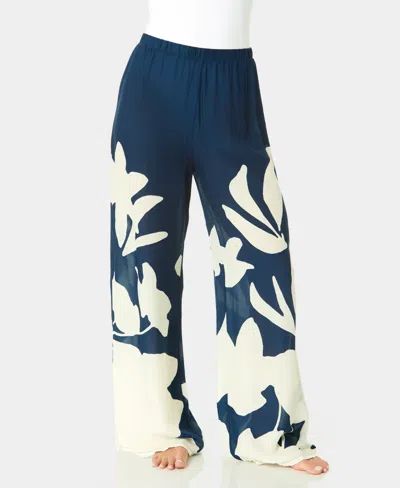 Cece Women's Cabana Pull-on Cover-up Pants In Blue