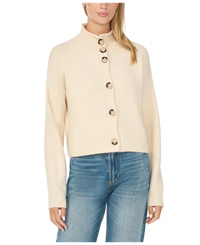 Cece Women's Chunky Mock-neck Long-sleeve Cardigan Sweater In Neutral