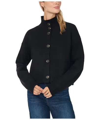 Cece Women's Chunky Mock-neck Long-sleeve Cardigan Sweater In Blue