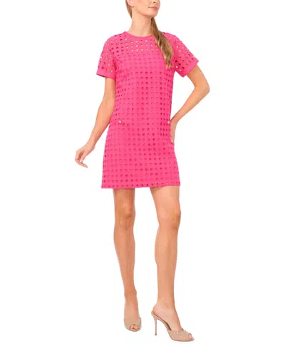 Cece Circle Eyelet Shift Dress In Pink