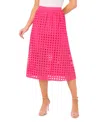 Cece Eyelet Cotton Midi Skirt In Pink