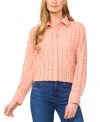 Cece Eyelet Button Down Blouse In Peach Rust