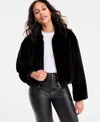 Cece Women's Collared Faux-fur Bomber Coat In Black