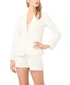 Cece Womens Collared Long Sleeve Blazer Pull On Shorts In White