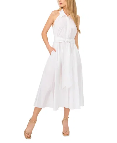 Cece Women's Collared Neck Midi Dress In White