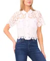 Cece Patch Pocket Short Sleeve Button Down Blouse In White