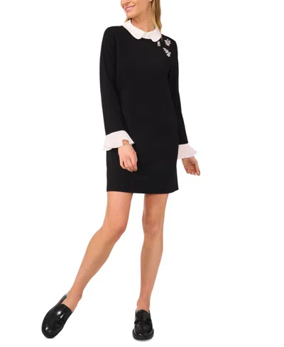 Cece Women's Collared Shift Dress In Rich Black