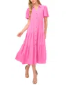 Cece Women's Collared Short-sleeve Tiered Shirtdress In Freeisa Pink