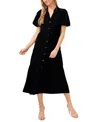 Cece Women's Collared Short-sleeve Tiered Shirtdress In Rich Black