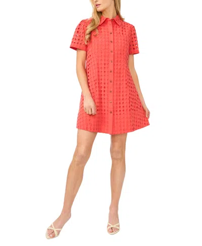 Cece Women's Collared Short-sleeve Babydoll Mini Dress In Red