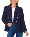 Cece Trim Double Breasted Blazer In Classic Navy