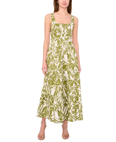 Cece Women's Cotton-blend Printed Sleeveless Maxi Dress In Green