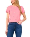 Cece Women's Cotton Butterfly-gem Short-sleeve Tee In Confetti Pink