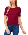 Cece Womens Solid Cable Knit Crewneck Sweater In Deep Merlot