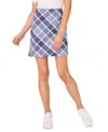 Cece Plaid Cotton Twill Miniskirt In Niagara Blue