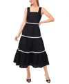 Cece Rickrack Trim Cotton Maxi Sundress In Rich Black
