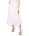 Cece Eyelet Embroidered Cotton Midi Skirt In Ultra White