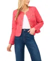 Cece Collarless Eyelet Jacket In Red