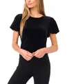 Cece Puff Sleeve Stretch Velvet Top In Black