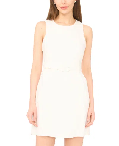 Cece Women's Crewneck Belted Mini Dress In White