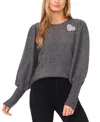 Cece Faux Pearl Heart Embellished Crewneck Sweater In Gray