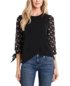 Cece Womens Printed Polyester Blouse In Rich Black