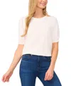 Cece Cable Stitch Short Sleeve Cotton Sweater In Antique White