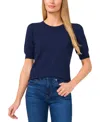 Cece Women's Crewneck Puff Sleeve Cotton Sweater In Classic Navy