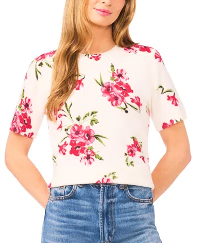 Cece Women's Crewneck Short-sleeve Top In White