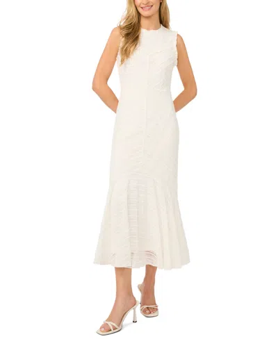 Cece Sleeveless Ruffle Yoke Dress In White