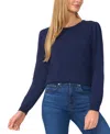 Cece Puff Long Sleeve Crepe Top In Classic Navy