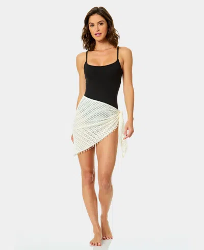 Cece Women's Crochet Side Tie Cover-up Skirt In White