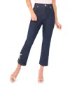 Cece Women's Cropped Flare Bow Detail Mid Rise Jeans In Blue