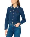 Cece Denim Embellished Jacket In Blue