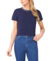 Cece Denim Chain Neck T-shirt In Blue